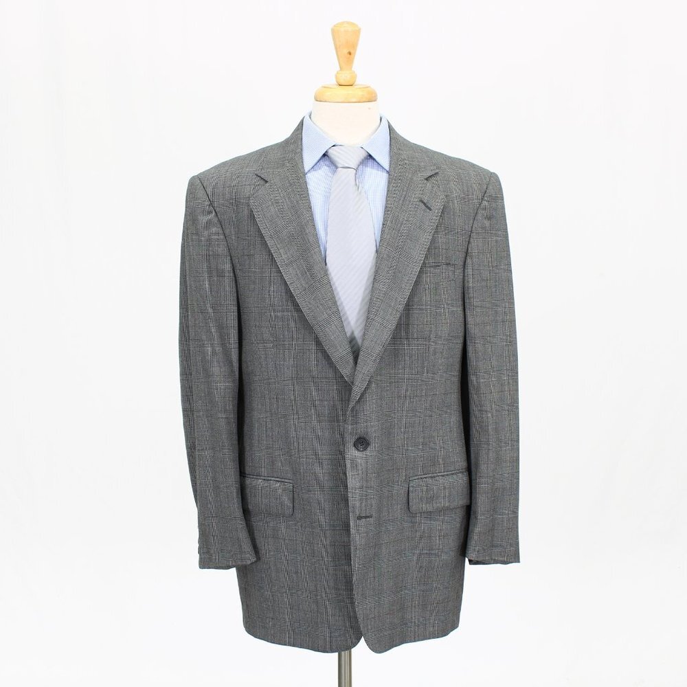 Joseph & Feiss 44L Gray Check Wool Sport Coat Blazer Jacket B498